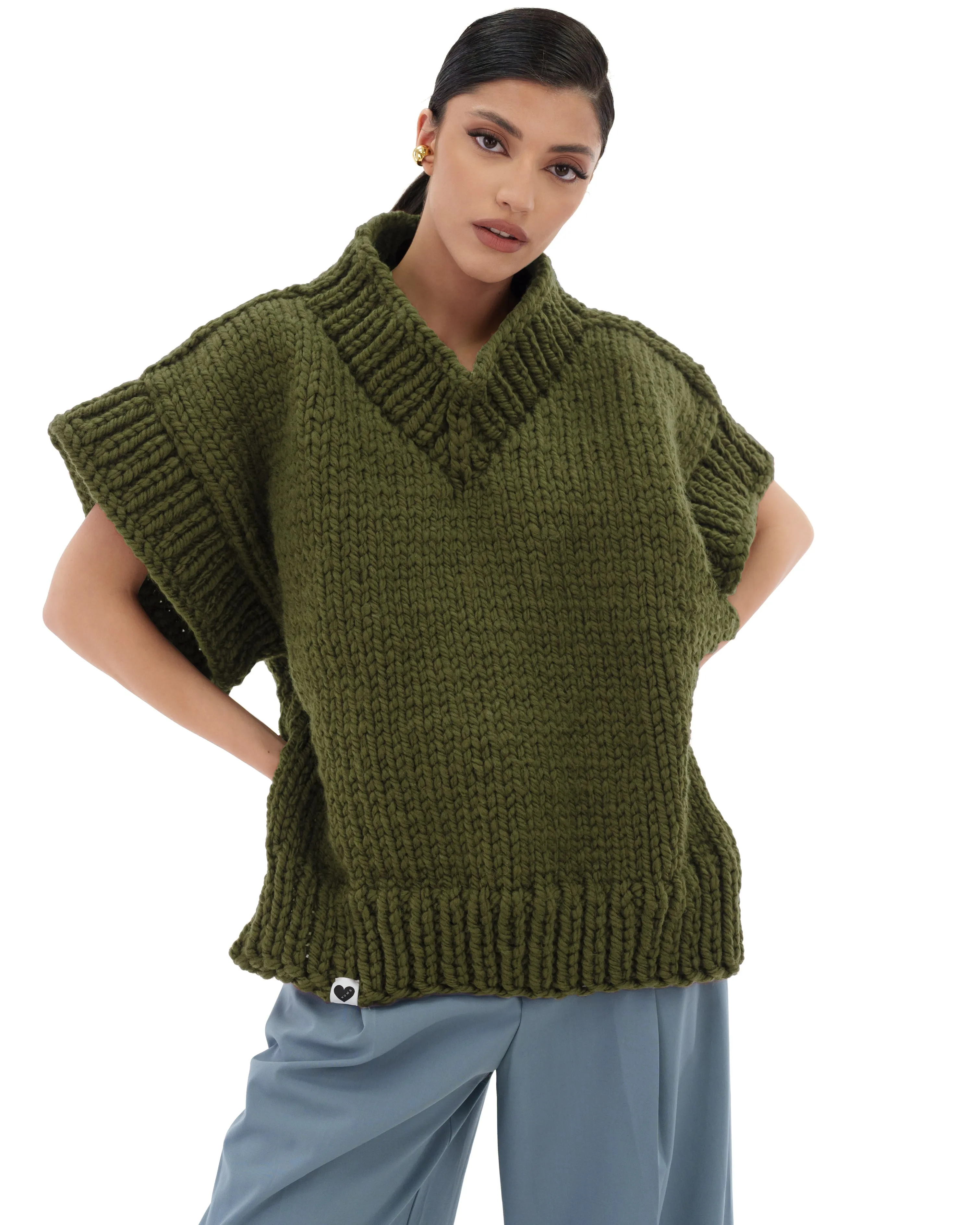 V-neck Poncho Sweater