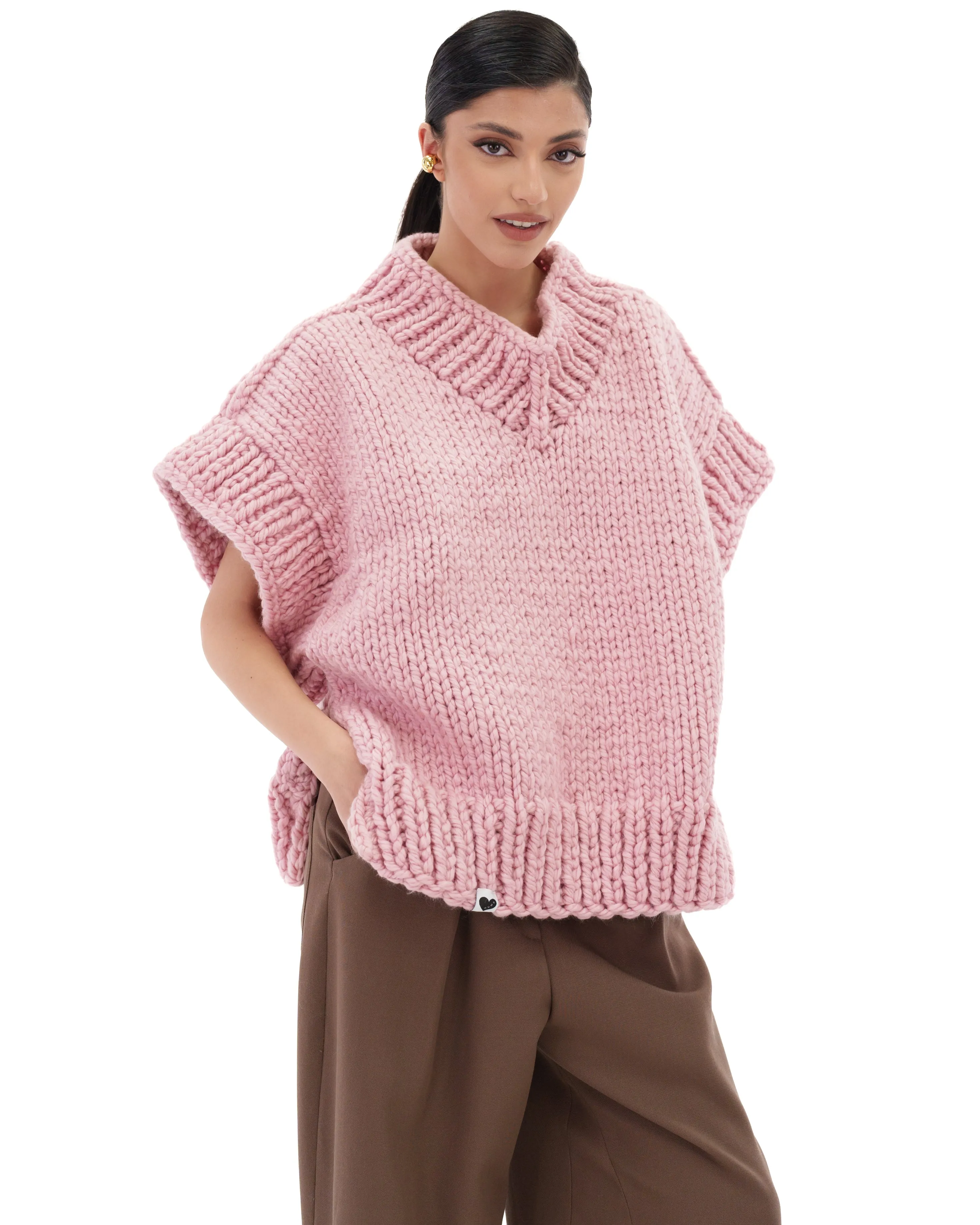 V-neck Poncho Sweater