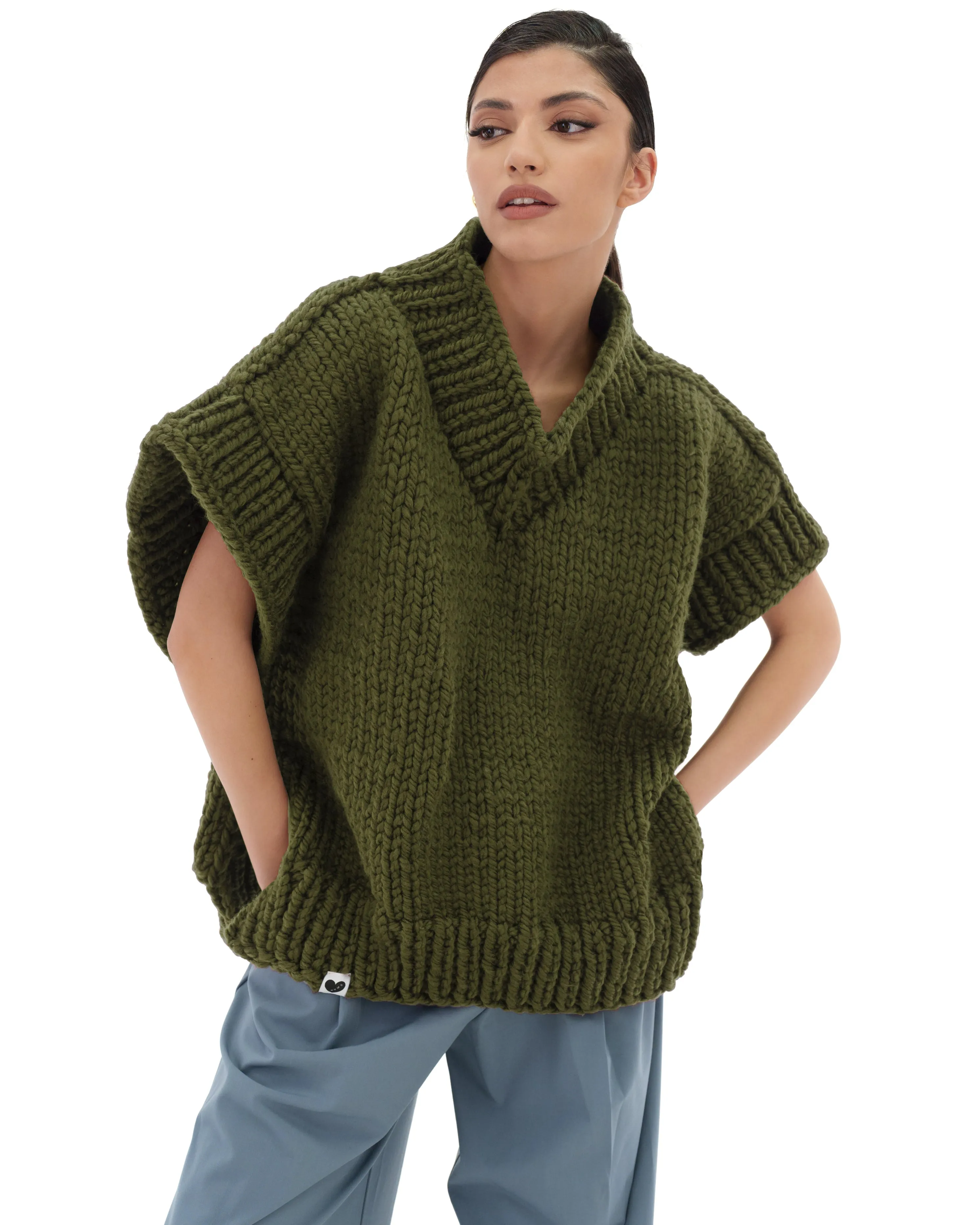 V-neck Poncho Sweater