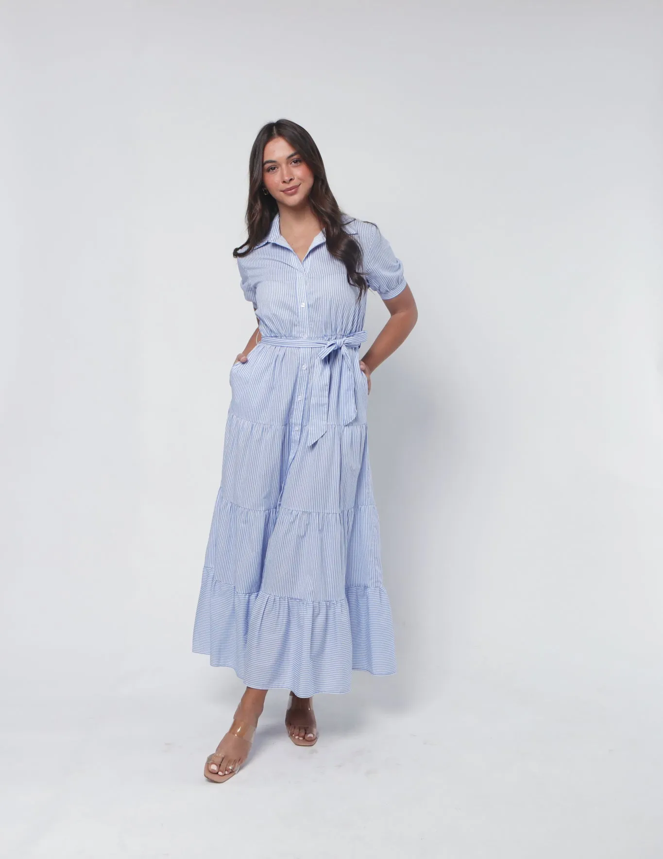 Vista  Dress - Blue Stripe