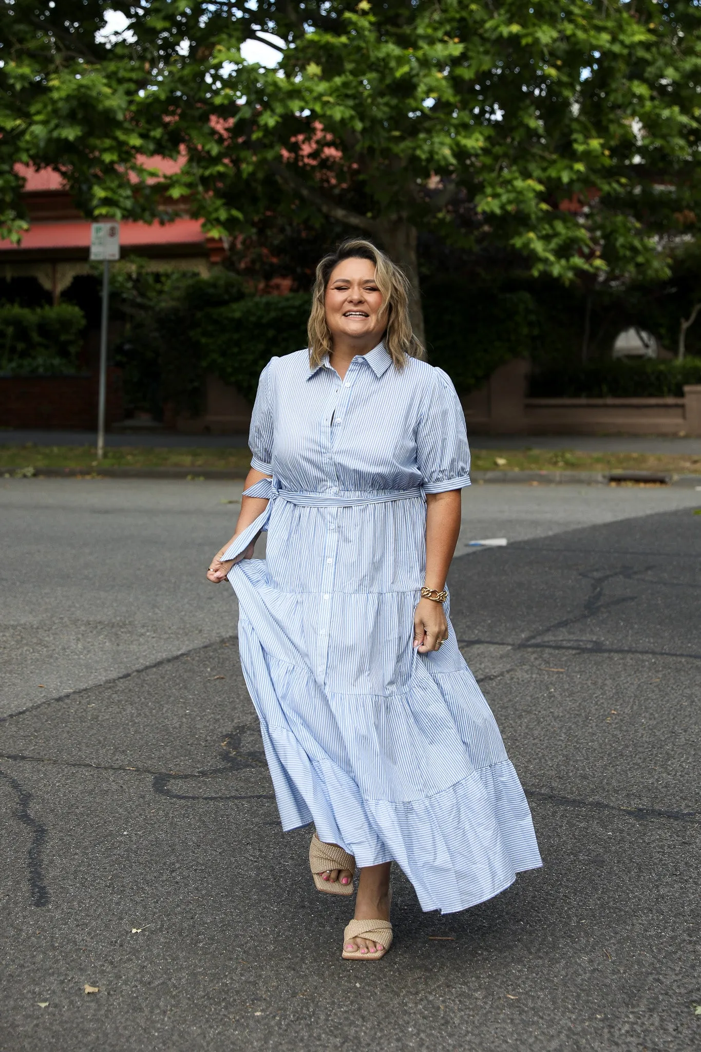 Vista  Dress - Blue Stripe