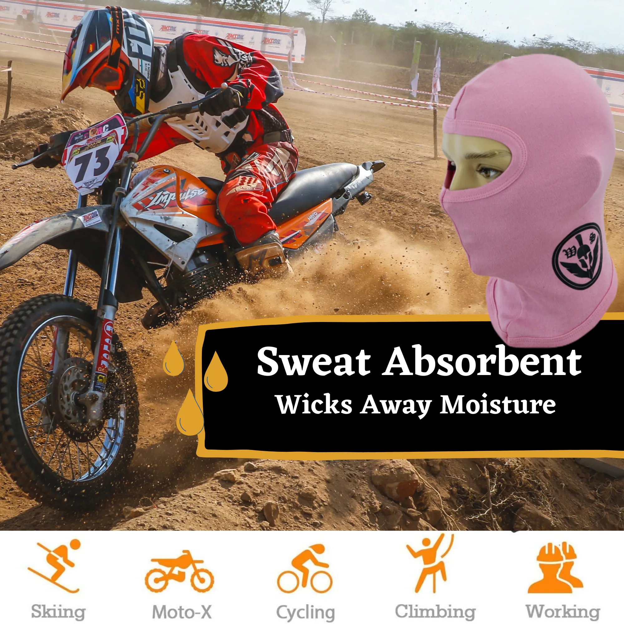 Warrior Gears®100% Cotton Motorcycle Balaclava | Face Mask -Pink