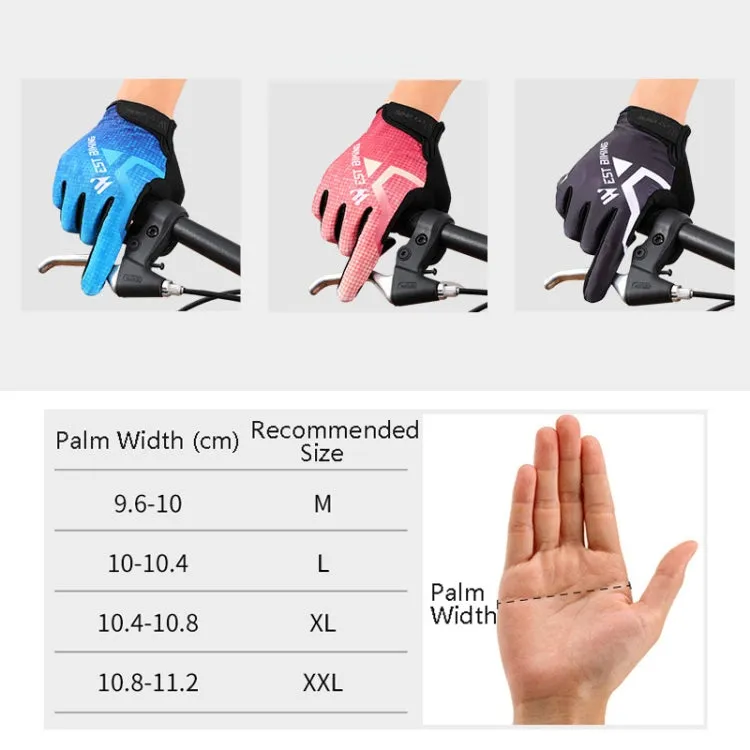 WEST BIKING YP0211216 Riding Gloves Bike Shock Absorption Touch Screen Full Finger Glove, Size: L(Blue)