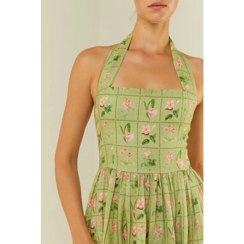 Willow Dress | Green Floral Tile