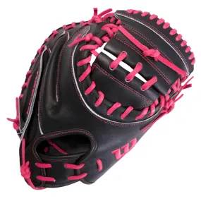 Wilson A2000 CM33 "Black Rose" 33" Baseball Catcher's Mitt: Black and Pink