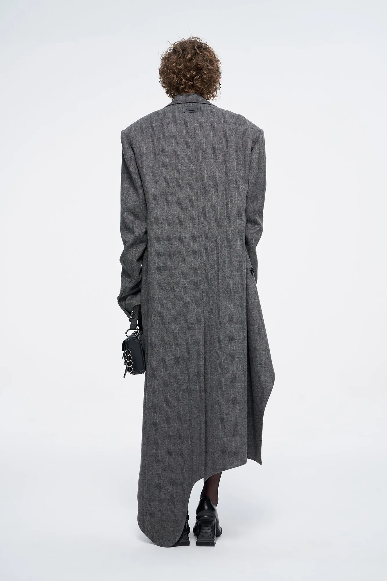 Wool asymmetrical hem loose coat