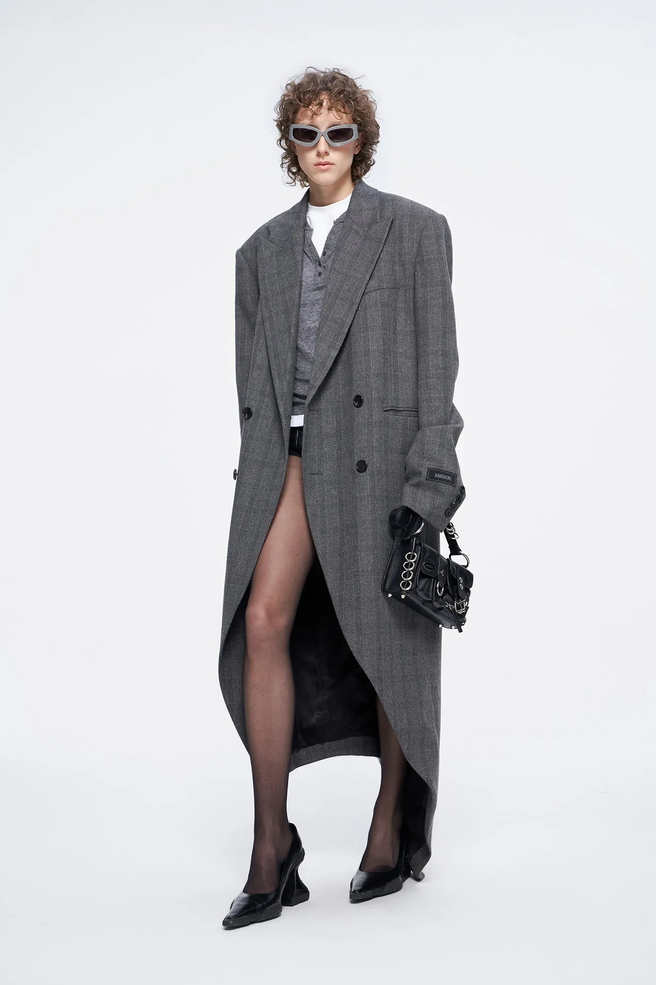 Wool asymmetrical hem loose coat