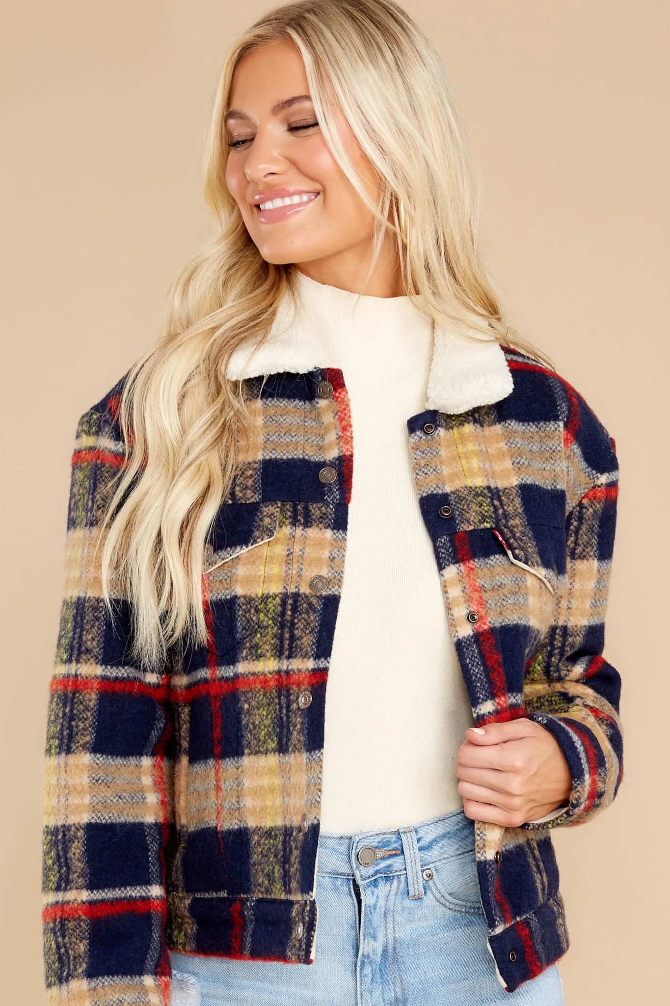 Wool Plaid Trucker Jacket