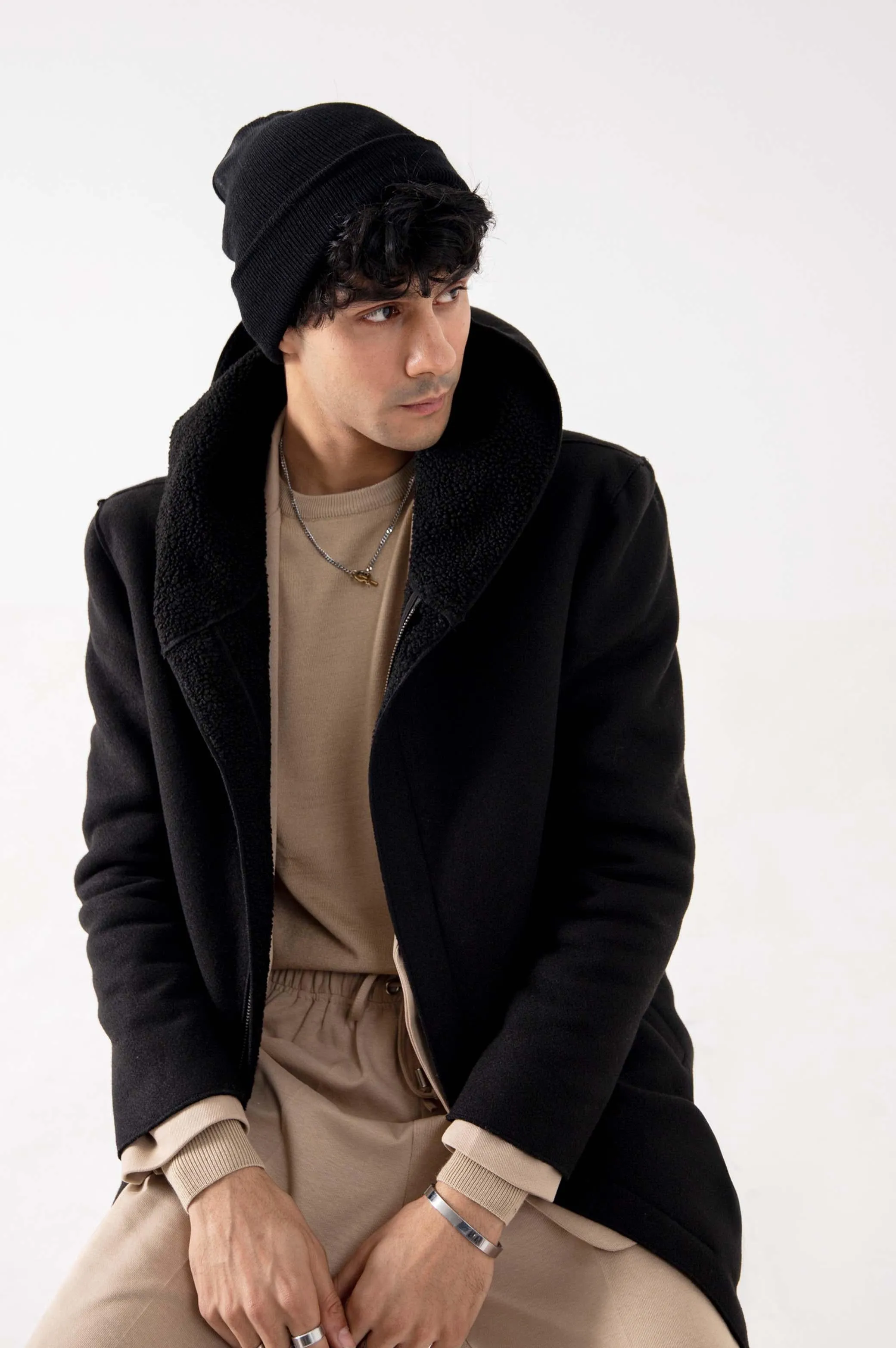 WOOLY FLEECE-LINED HOODED JACKET