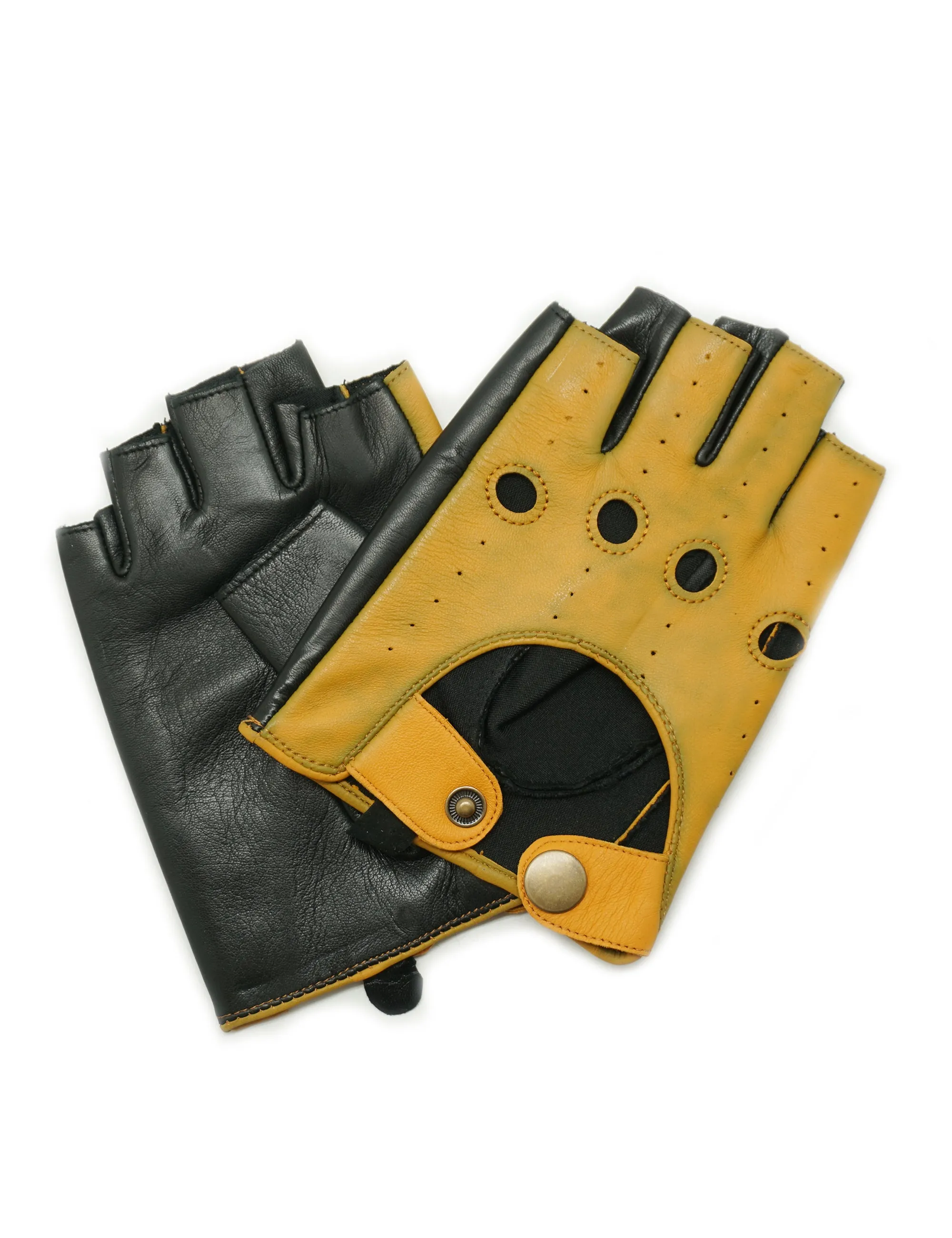 YISEVEN Men's Fingerless  Lambskin Leather Gloves