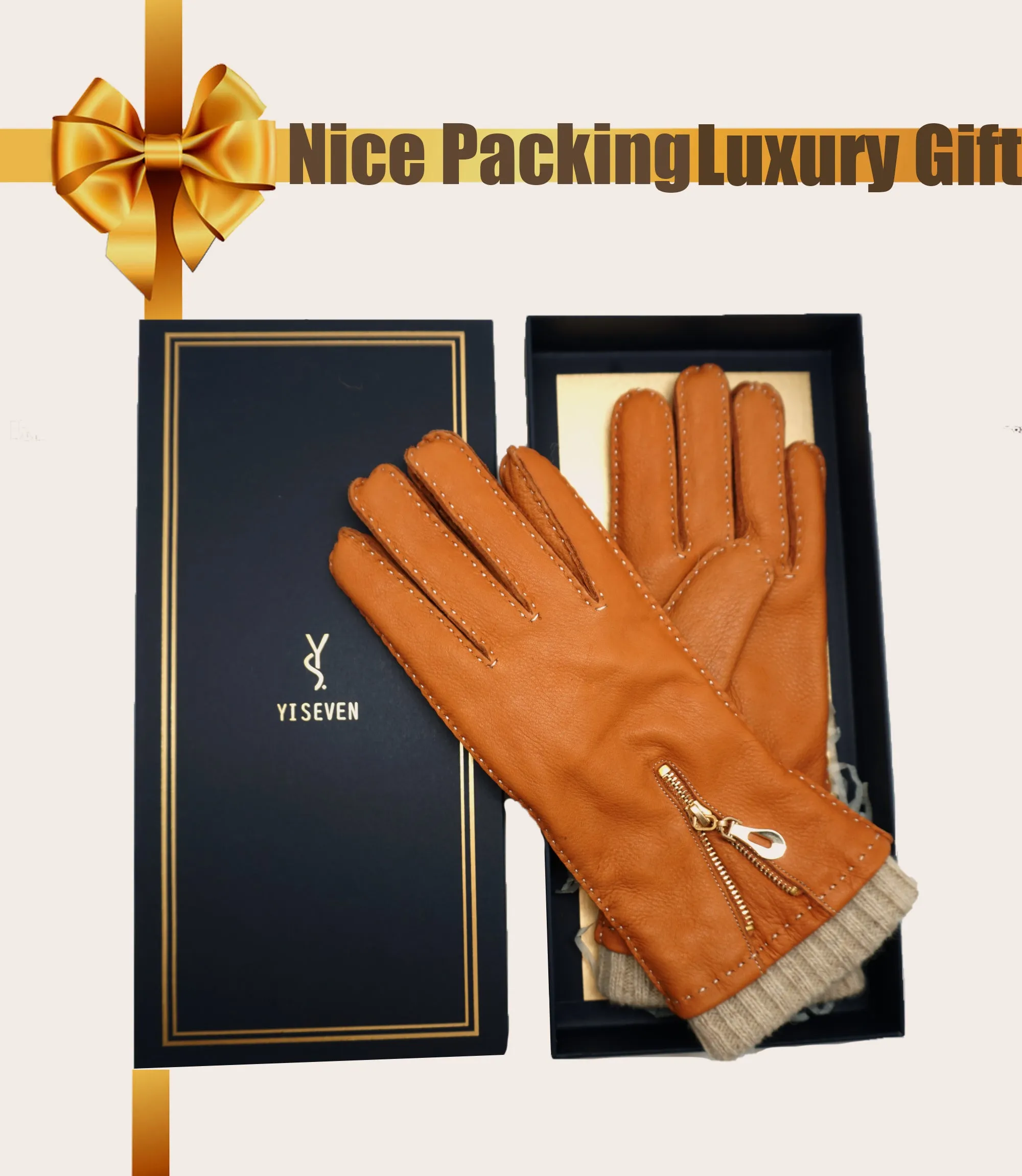 YISEVEN Women's Deerskin Leather Dress Gloves