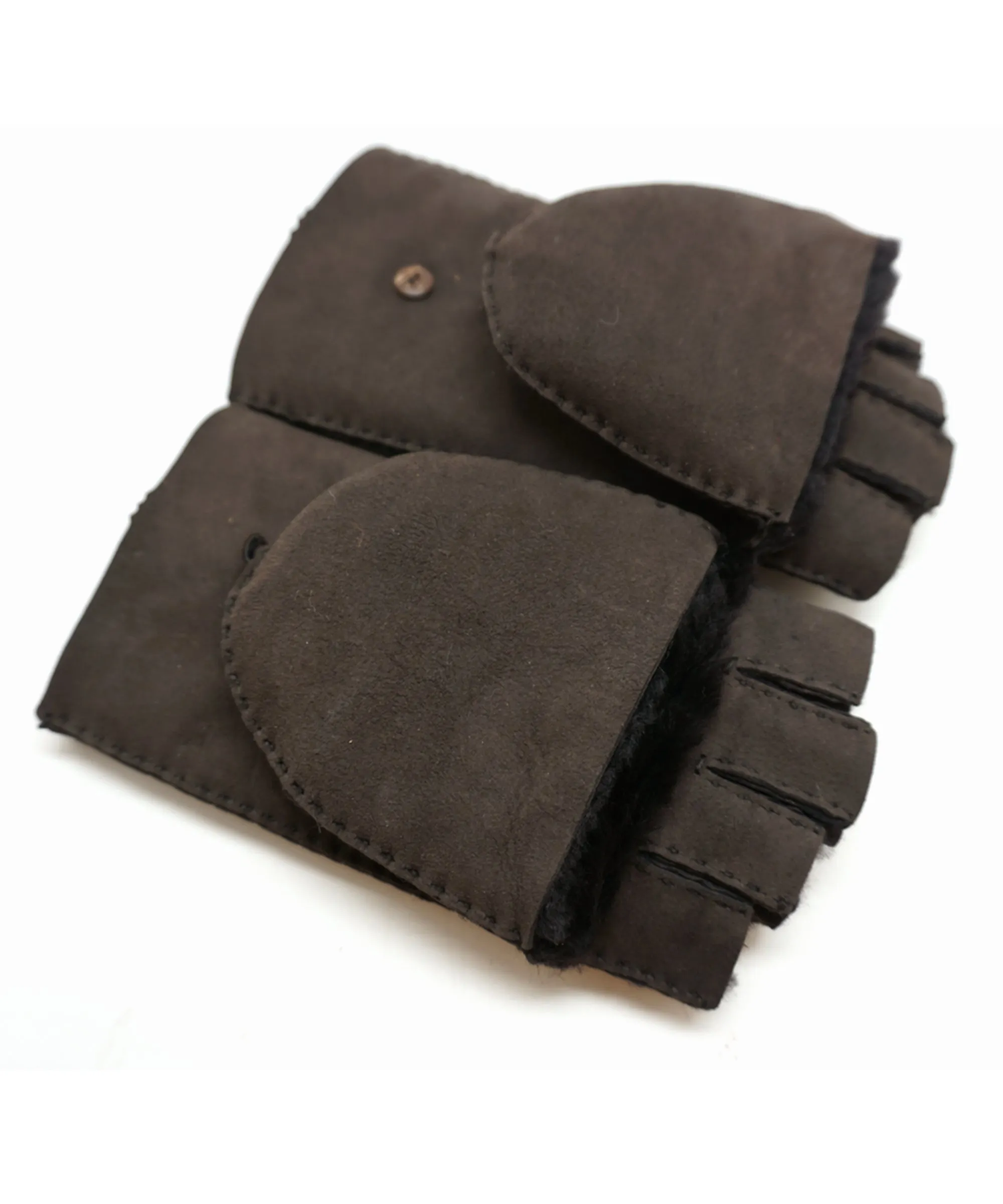 YISEVEN Women's Flip Fingerless Leather Gloves(Mittens)