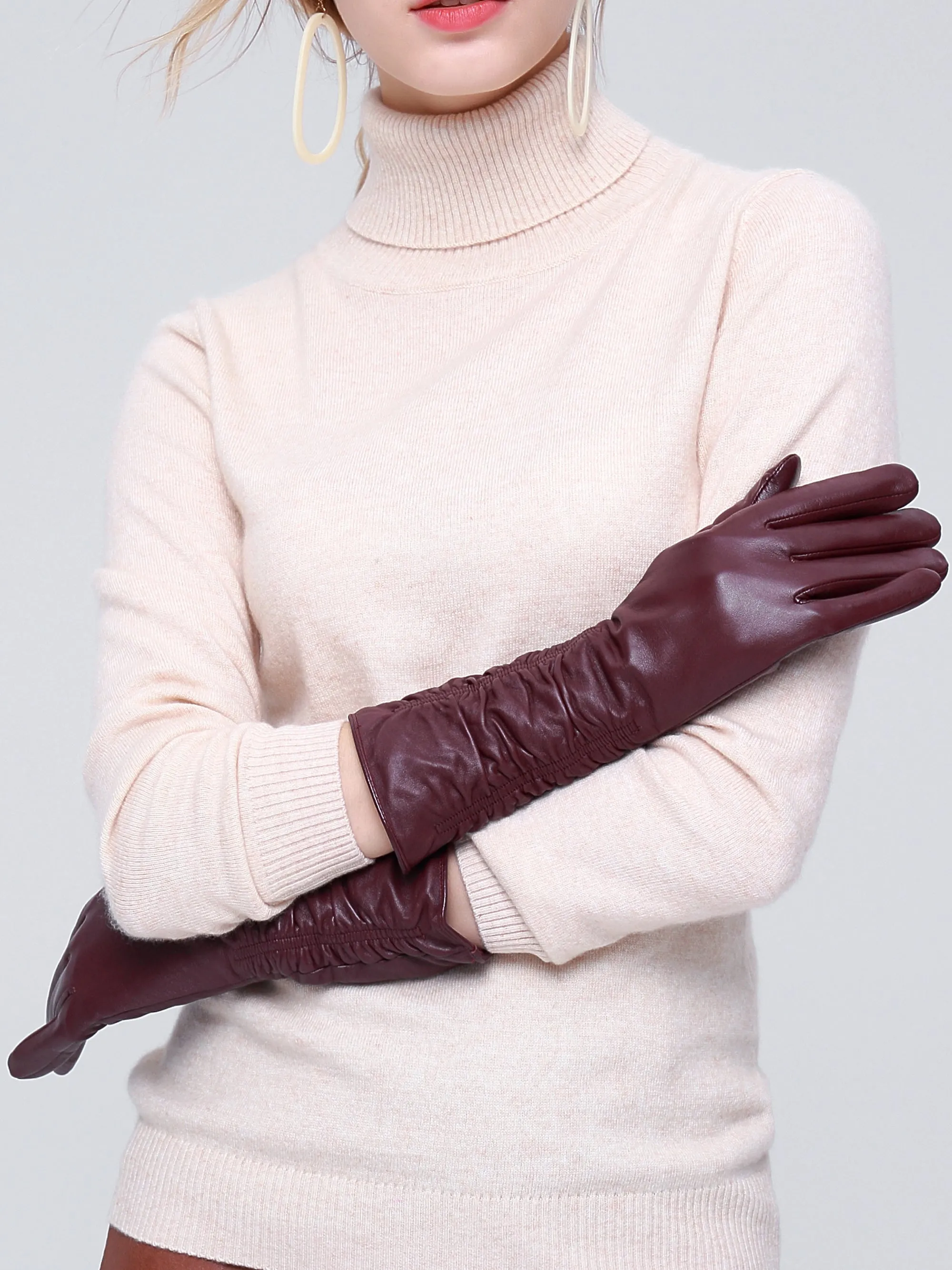 YISEVEN Women's Touchscreen Leather  Mid-length Long Gloves