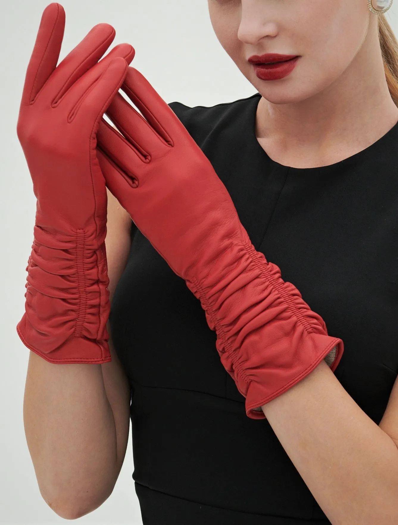 YISEVEN Women's Touchscreen Leather  Mid-length Long Gloves